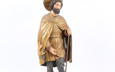 French 19th Century polychromed gilt gesso carved wood Saint Rocha 1295 figure from the European