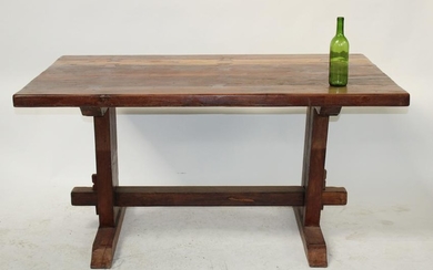 French plank top trestle table