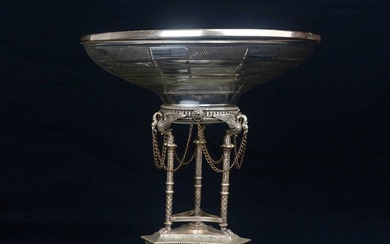French silver and crystal fruit plate, 18th century