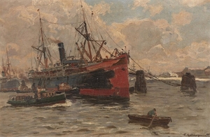 Friedrich Kallmorgen, A South American Steam Ship in Hamburg Harbou ...