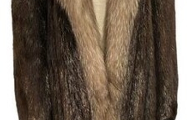 Full Length Vintage Long Haired Beaver Fur Coat w/ Head Warmer