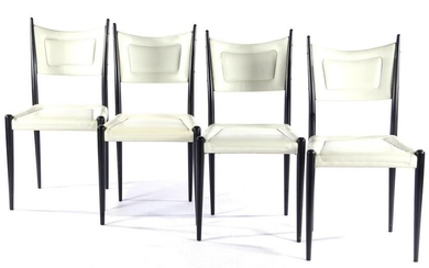 G-Plan 4 dining room chairs with white artificial