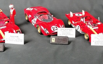 G.M.P - LOT de 3 Ferrari échelle 1/18 : 1x Ferrari 312 PB moteur 12...
