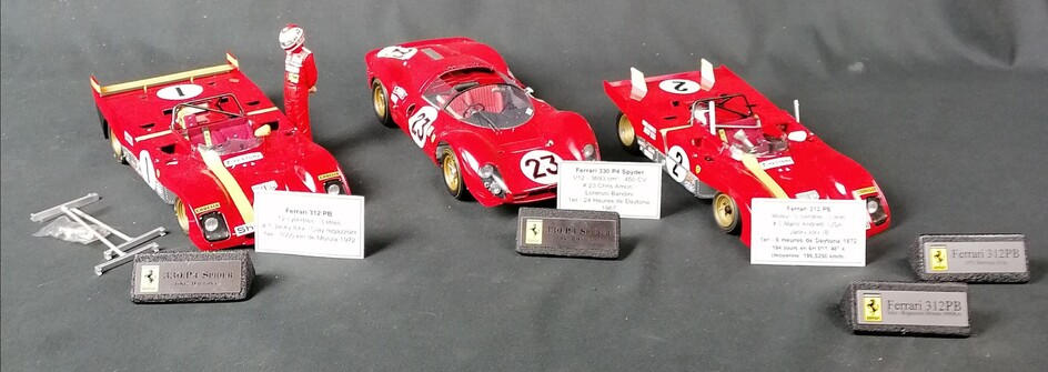 G.M.P - LOT de 3 Ferrari échelle 1/18 : 1x Ferrari 312 PB moteur 12...