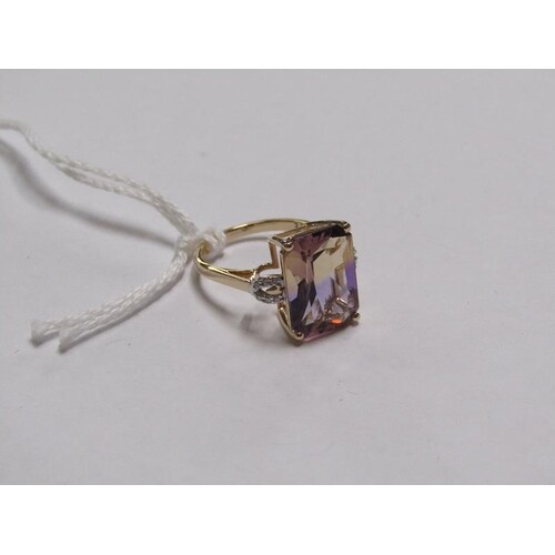 GOLD AMETRINE AND DIAMOND SET RING OF APPX 6 carats - SIZE L...