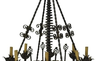 GOTHIC REVIVAL WROUGHT IRON 8-LIGHT CHANDELIER