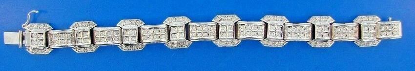 GROOVY 14k White Gold & Diamond Bracelet Circa 1960s
