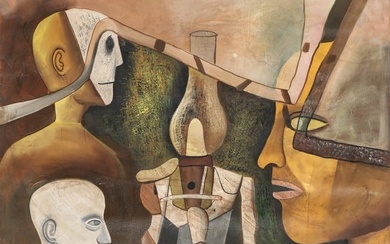 Ganesh Pyne (Indian, 1937-2013) Surreal Cubist Style Composition