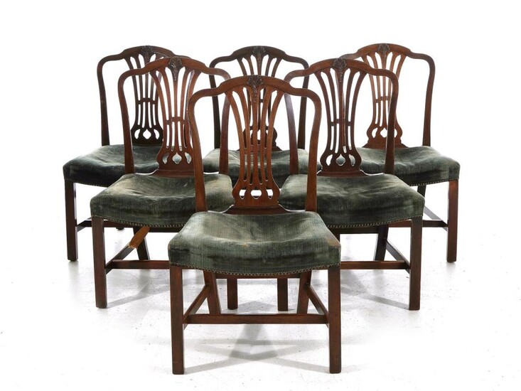 George III carved mahogany dining chairs (6pcs)