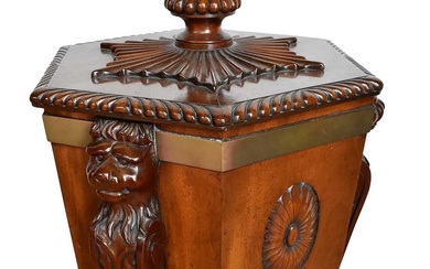 Georgian style carved mahogany hexagonal wine cooler, early 20th century