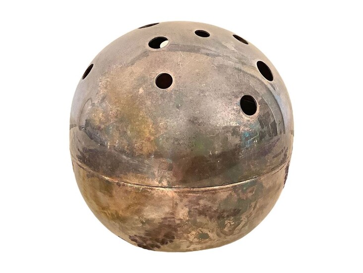 Gio Ponti per Christofle Gallia, Mars model, spherical shaped silver-plated brass vase.