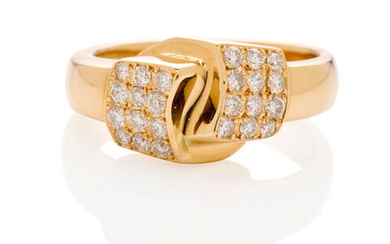 Gold and Pavé Diamond Ring