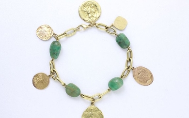 Gold bracelet 750 thousandths, alternating chain link of...