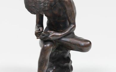 Grand Tour Patinated-Bronze Model of a Boy Pulling a Thorn from His Foot, After a model by Antico