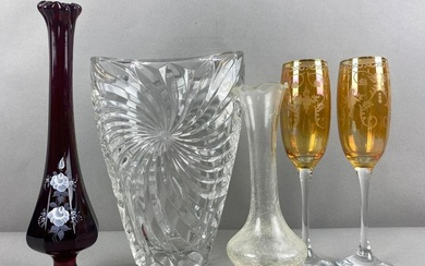 Group of 4 Glass Vases and More