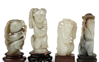 Grp: 4 Chinese Jade Figures - Boys & Immortals