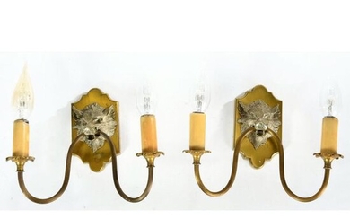 HOUSE Charles. Pair of 1950's sconces in patinated,...