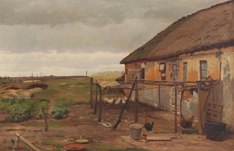 Hans Smidth: “Gatten, Himmerland”. Signed Hans Smidth. Oil on canvas. 39×58 cm.