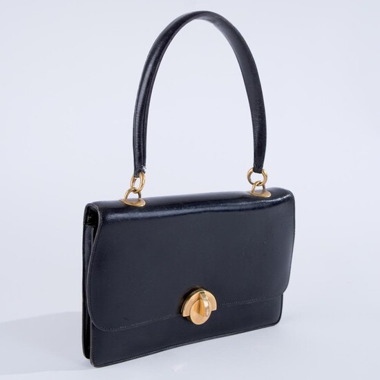 Hermès, Demi lune black lambskin bag, '60s -'70s