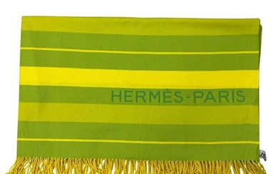 Hermès Paris Yellow and Green Cotton Throw w/ Box