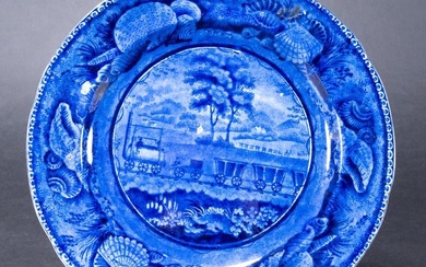 Historical Staffordshire Blue Baltimore & Ohio Railroad Charger