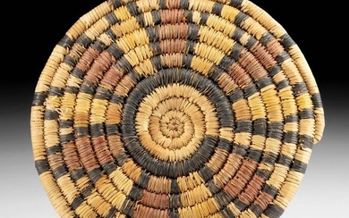 Hopi Woven Basket Wall Plaque w/ Flower