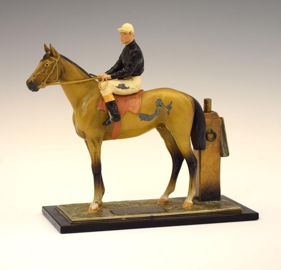 Horse Racing Interest - Cold-painted metal table lighter modelled...