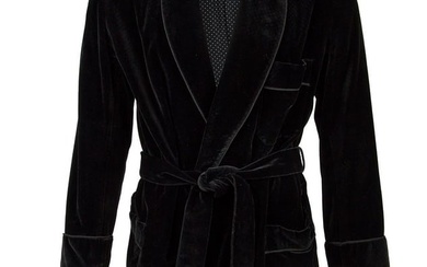 Hugh Hefner | Black Smoking Jacket and Silk Pajamas