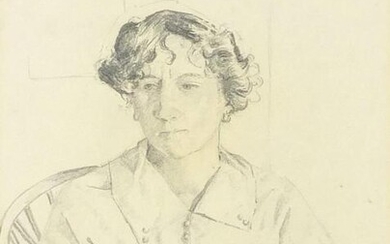 Hugh Paton 1914 - Female in an interior, pencil on