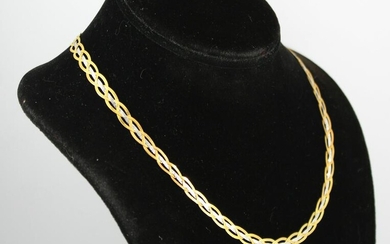 Italian 14K Yellow and White Gold Wove Necklace