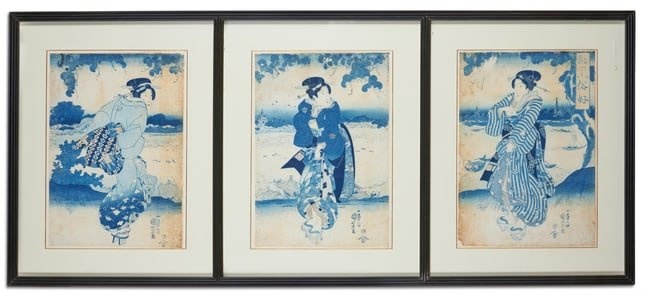 JAPANESE WOODBLOCK PRINTED TRIPTYCH, UTAGAWA KUNIYOSHI (1798-1861), MID 19TH CENTURY