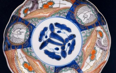Japanese Meiji Imari Porcelain Plate Garden Scenes
