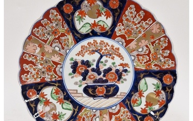 Japanese porcelain Imari fluted circular dish, 19th century,...