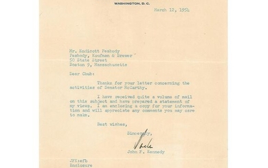 John F. Kennedy Typed Letter Signed on Sen. Joe