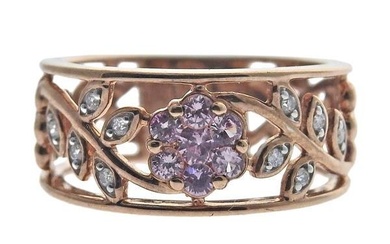 Kallati Gold Diamond Pink Sapphire Band Ring