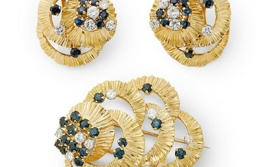 Kutchinsky - an 18ct gold sapphire and diamond suite.