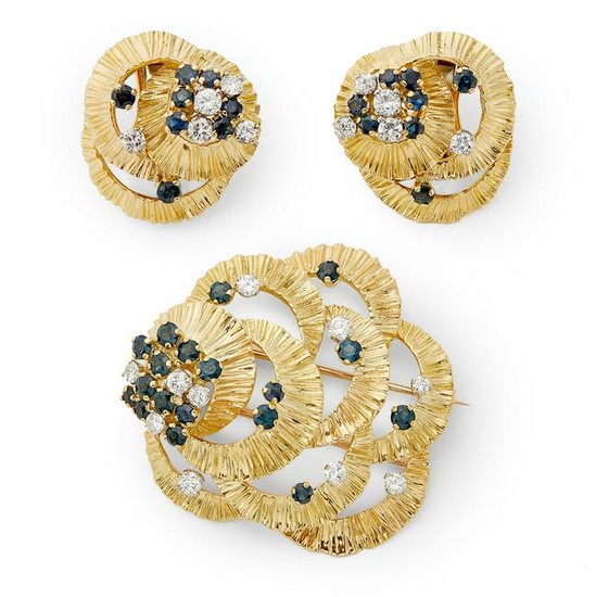 Kutchinsky - an 18ct gold sapphire and diamond suite.