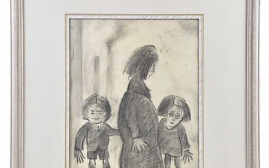 LAURENCE STEPHEN LOWRY RA (1887-1976); pencil drawing, 'a mother with...