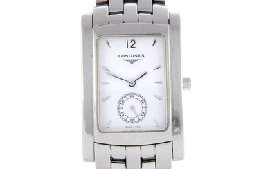 LONGINES - a mid-size stainless steel DolceVita bracelet watch.