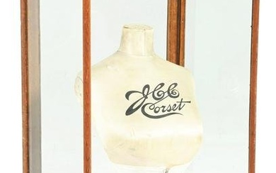 LOT OF 2: CORSETS DISPLAY CASE W/ CORSET MANNEQUIN STAND.