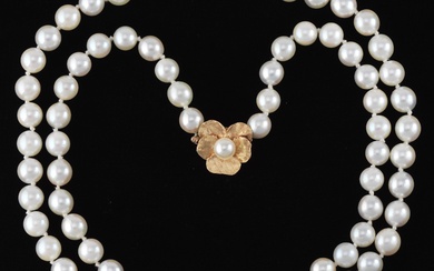 Ladies' Gold and Pearl Opera Length Necklace