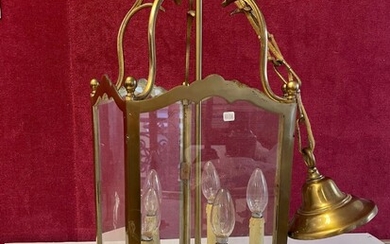 Lanterne cage en bronze, montants à boules.... - Lot 52 - Beaussant Lefèvre & Associés