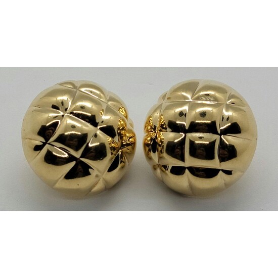 Large 14K Yellow Gold Button Earrings 12.86 Grams