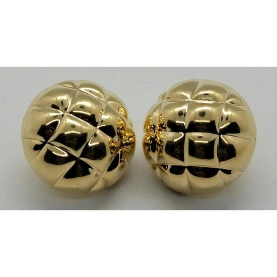 Large 14K Yellow Gold Button Earrings 12.86 Grams