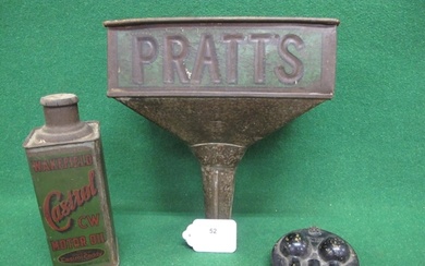 Large metal fuel funnel embossed Pratts on two sides - 10" x...