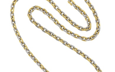 Long Two-Color Gold Chain Necklace