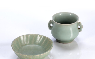 Longquan celadon censer and brush washer