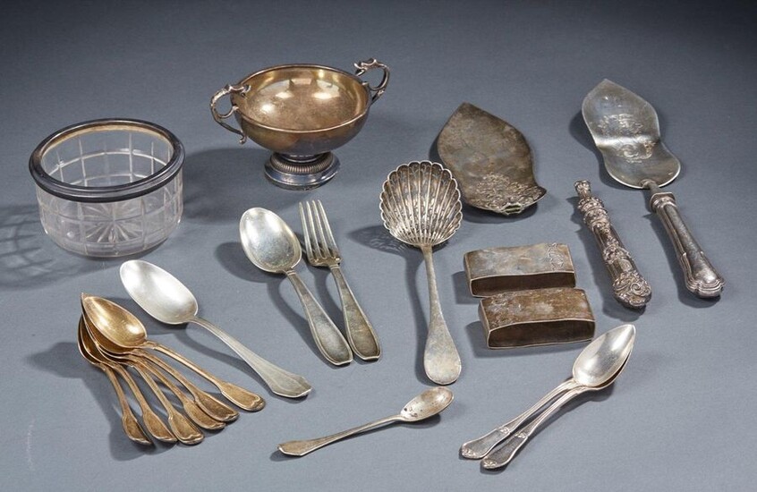 Silver lot, 1st title 950‰, including six teaspoons in gilt...