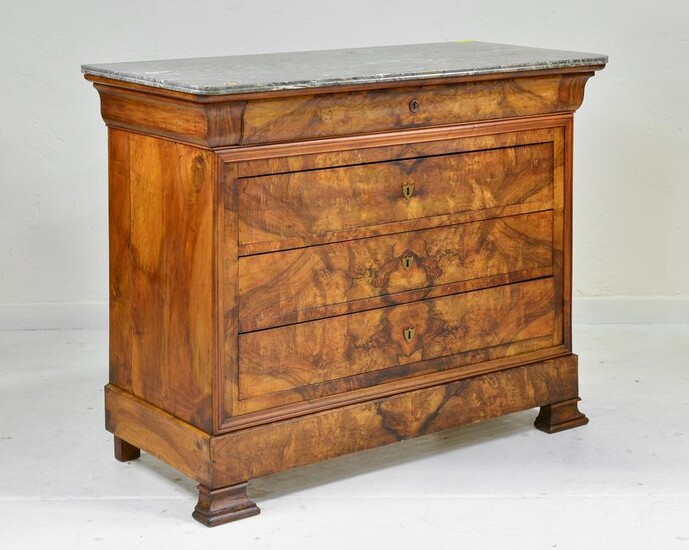 Louis Philippe Style Marble Top 4 Drawer Chest