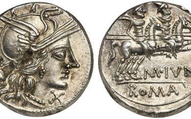 M. Junius Silanus, Denarius, Rome, 145 BC; AR (g 3,85;...